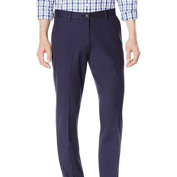 Goodthread Mens Navy Blue Straight Fit Cotton Wrinkle Free Chino Pant Sz 36W 32L - Picture 1 of 9